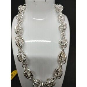 Fashion Jewelry Chain Maille Silver Tone Necklace Unique